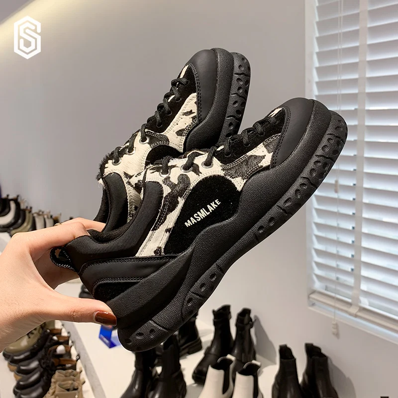 womans 2022 spring/summer new ins thick bottom all-match comfortable breathable zebra pattern sneakers Leopard sneaker shoes