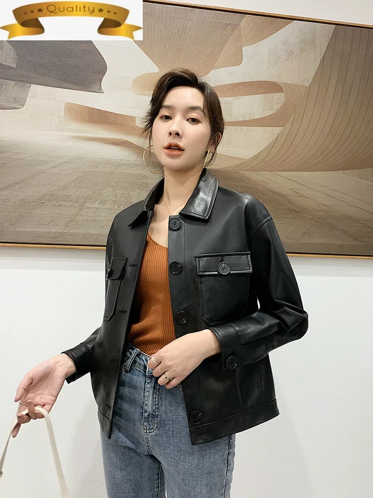 

Women Jacket Genuine Leather Korean Real Leather Jacket Spring Autumn Sheepskin Coat Chaqueta Cuero Mujer 1132 Pph334