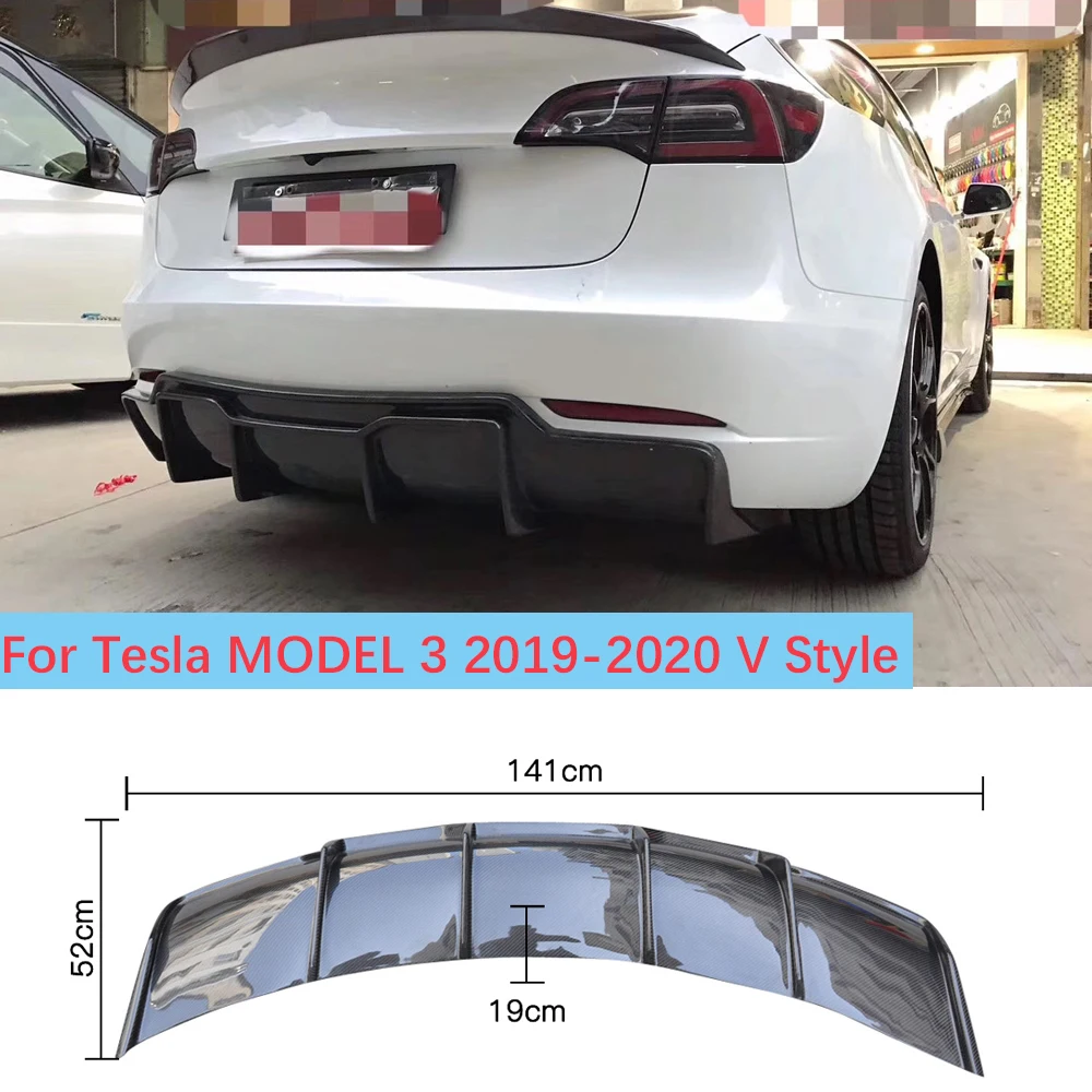 

Real Carbon Fiber Rear Diffuser Rear Bumper Lip spoiler for Tesla Model3 2019-2020 Model 3 Car Styling
