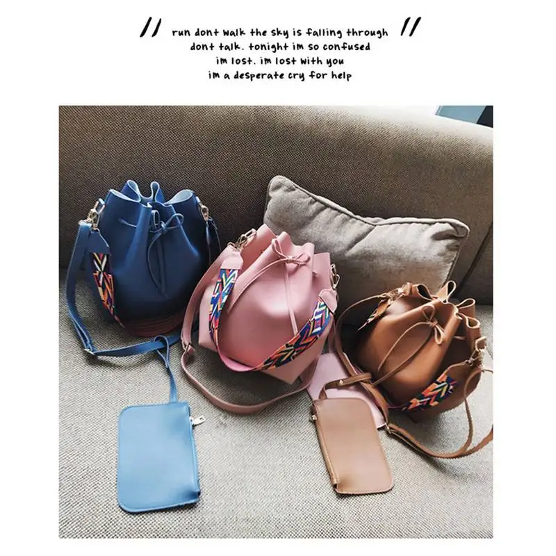 

Pink fashion ladies bucket bag shoulder messenger bucket bucket mother bag color shoulder strap shoulder bag