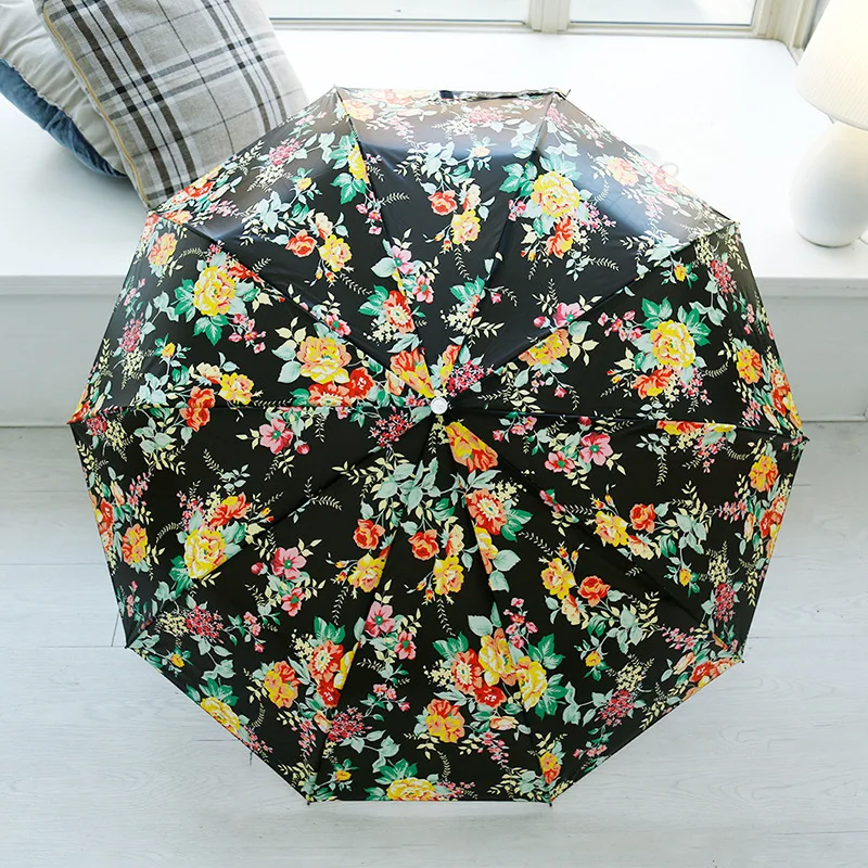 Автоматический складной цветочный Зонт от дождя женский тройной зонт женские
