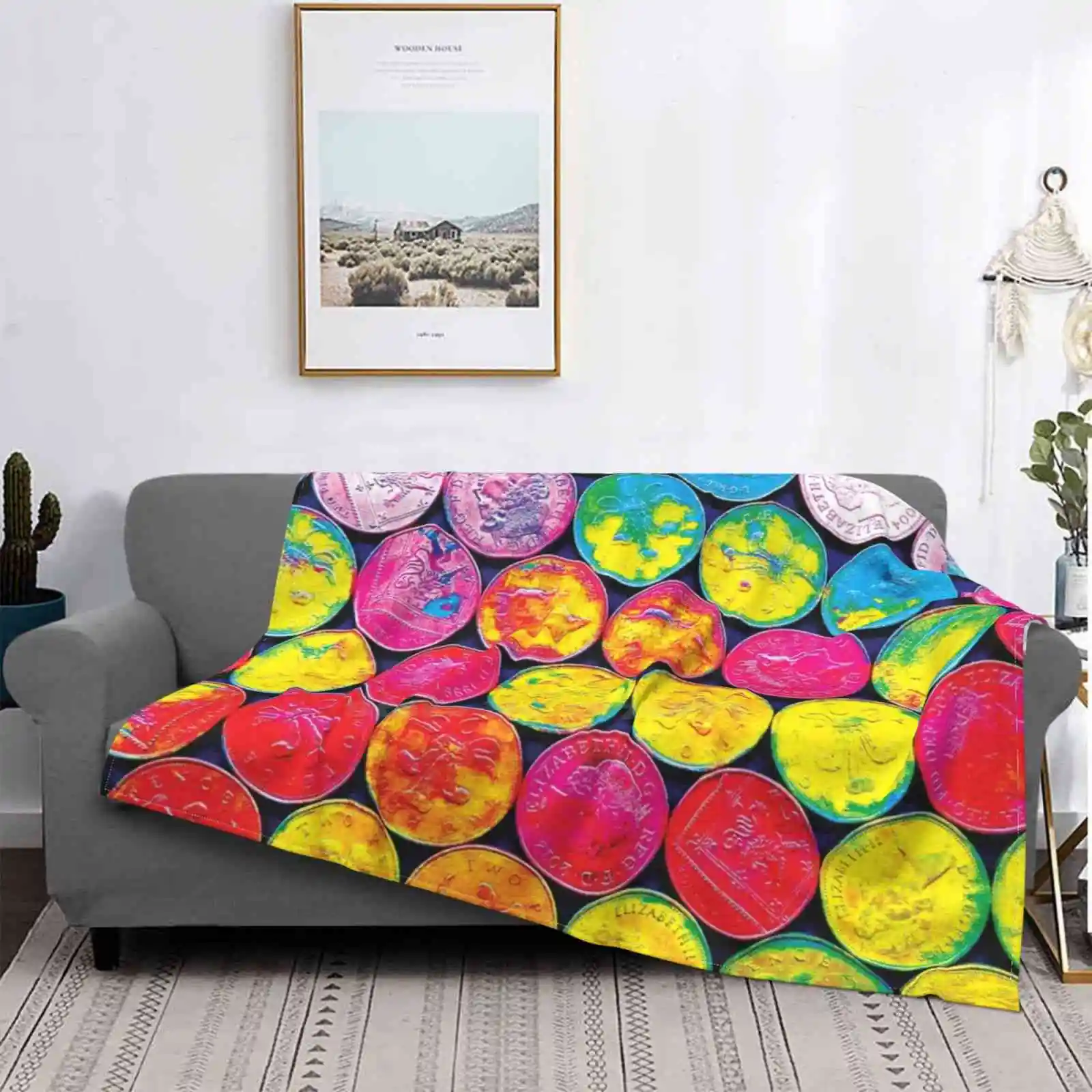 

Manta caliente suave de moda, cubrecama, Luna, cuarto, dinero, novedad