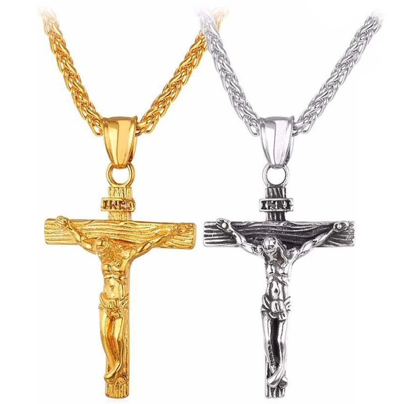 

Luxury Charming Gold Cross Chain Necklace For Women Men Male Hip Hop Cool Accessory Fashion Jesus Cross Pendant Necklaces Gifts