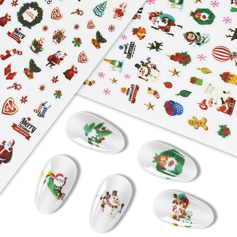

Hot Sale Christmas Design Nail Stickers Fashion Colorful Self-adhesive Nail Art Decals, Sticker for Nails Women Girls
