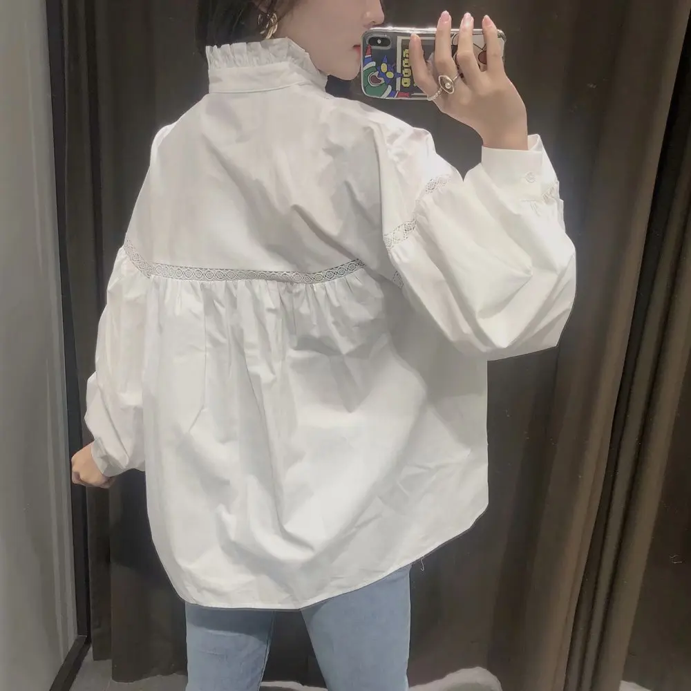 

2020 New Autumn Women Shirt Solid Lace Long Sleeves Turtleneck Shirt Female Fashion Casual Women Clothes