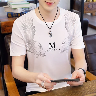 

Men's short sleeve t-shirt summer trend handsome casual half sleeve 8924