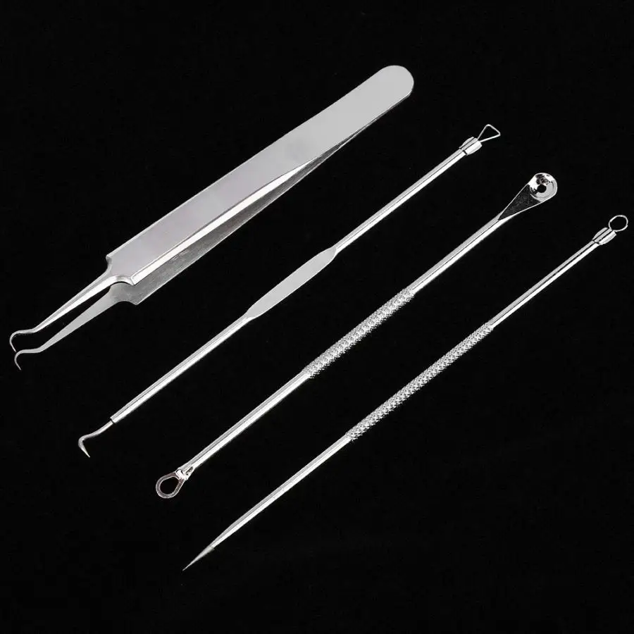 Acne 4pcs Pimples Needles Set Blackheads Removal Pin Extractor Facial Cleansing Tool Remover for Face Care | Красота и здоровье