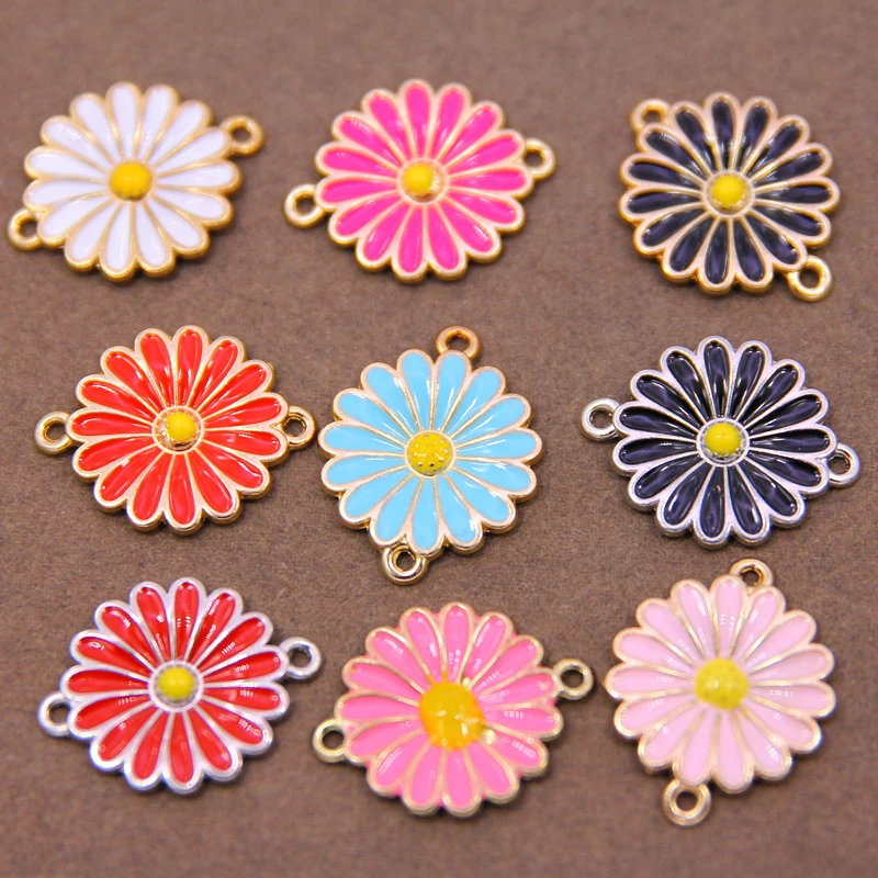 6 шт. классические разноцветные эмалевые подвески в виде цветов |
