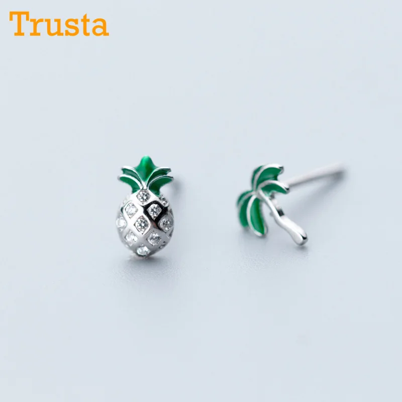 Trusta 925 пробы серебряные модные милые миниатюрные симметричные 5 мм X 5 мм красные серьги-гвоздики в виде яблока подарок для школьниц, детей, леди DS605