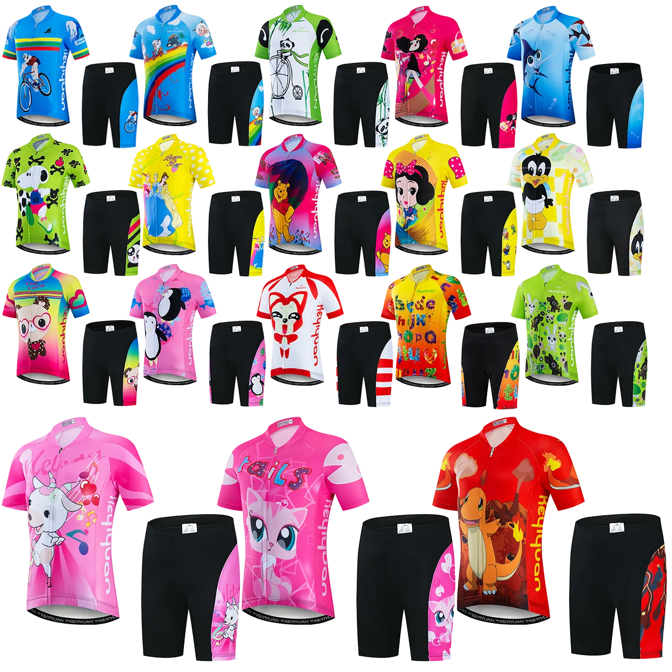 KEYIYUAN Kids Cycling Jersey Set Boy Girl Short Sleeve Summer MTB Cycle Clothing Child Bicycle Wear Sports Suit Roupa Ciclismo