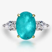 the new blue green synthetic paraiba ring egg shaped ring size 6 10