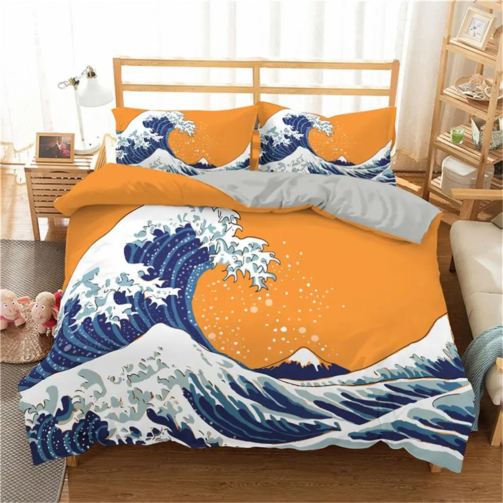

Homesky Ocean Waves Bedding Set Printed Duvet Cover King Queen Size Bed Cover Comforter Cover 2/3Pcs Bedclothes