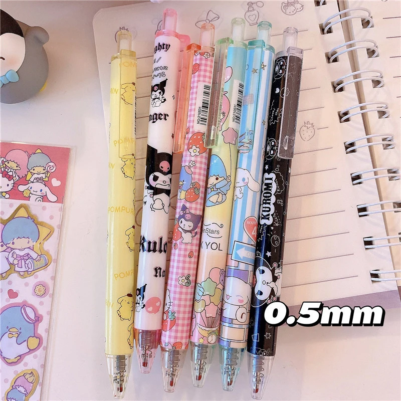 4pcs/set Japanese Cartoon Anime Style Cute White Dog Printed Press 0.5MM Black Ink Gel Pen Student Kawaii Stationery | Канцтовары для