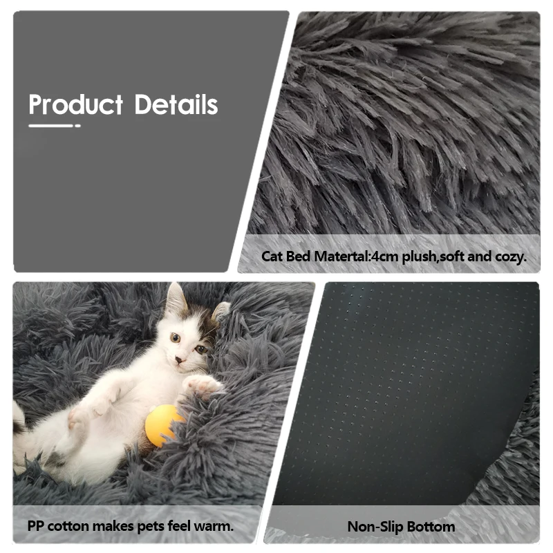 Круглая кровать для собак мягкая длинная плюшевая домашняя корзина товары