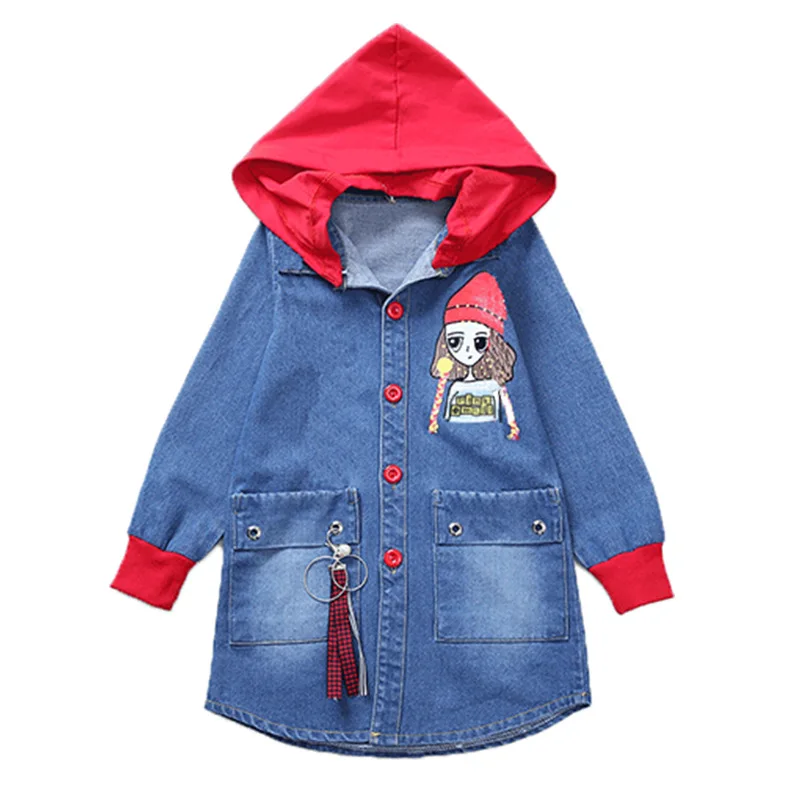 

Children's clothing han edition in the fall jean jacket of the girls grow a cartoon girl hooded windbreaker cuhk tong tong who