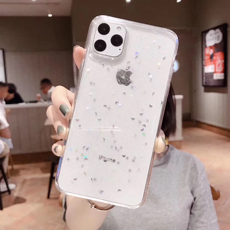 Блестящий чехол для iPhone 12 11 Pro Max 6 6s 8 7 Plus XR X XS SE 2020 блестящий мягкий прозрачный