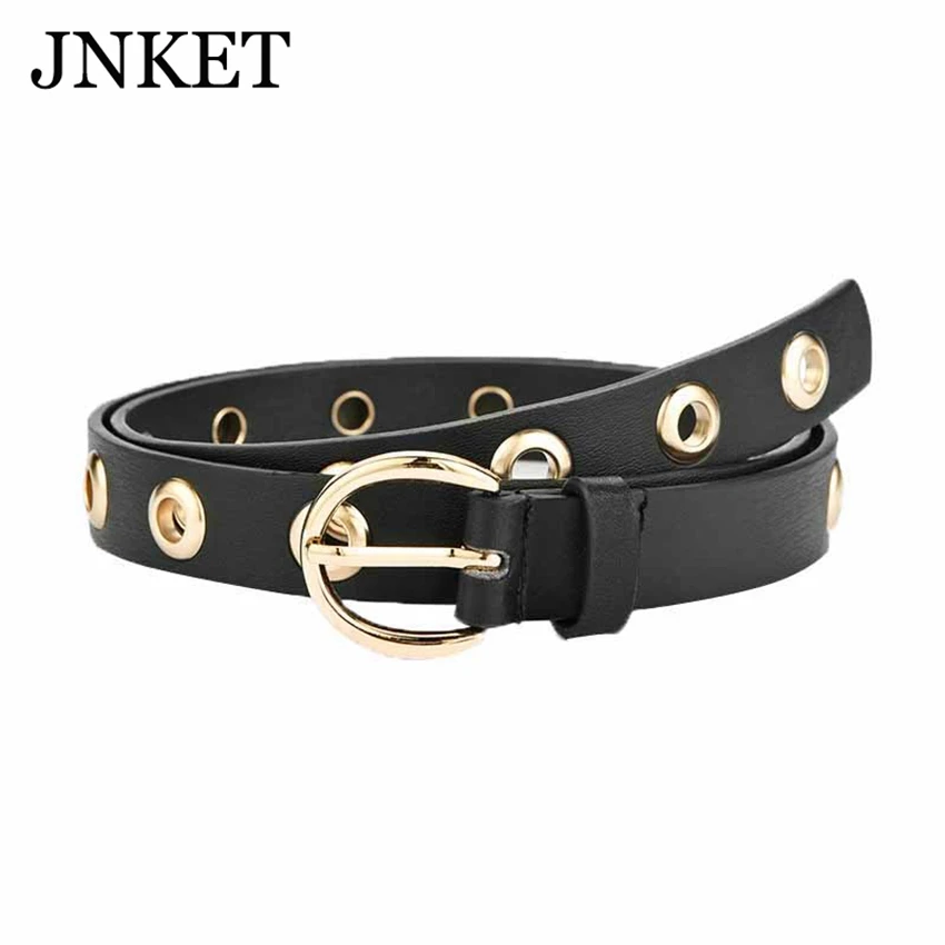

JNKET New Fashion Women's PU Leather Belt Pin Buckles Waist Belt Grommet Rivets Waist Belt Casual Jeans Rock Belt Waistband