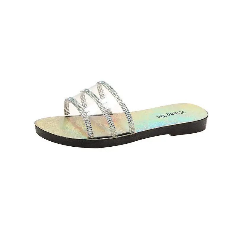 Jelly Slippers Women Summer Sandals Candy Colors Transparent Casual Sandals Female Flat Beach Slides Slip On Shoes Zapatos Mujer