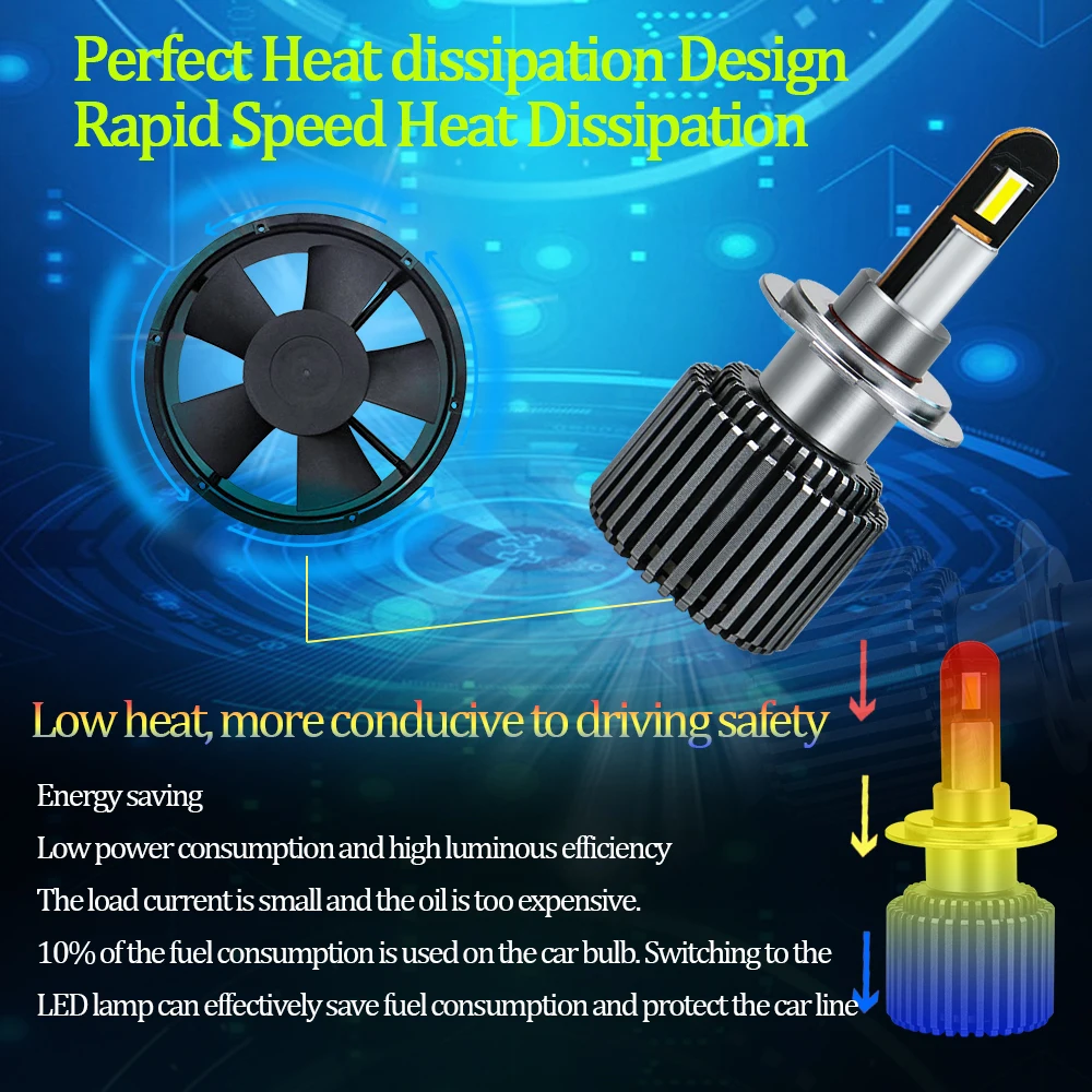 2 шт. Canbus CSP-6LED H1 H7 H8 H9 H11 HB3 9005 HB4 9006 9012 H4 Hi-Lo Автомобильные фары лампы 70 Вт 4500LM белая
