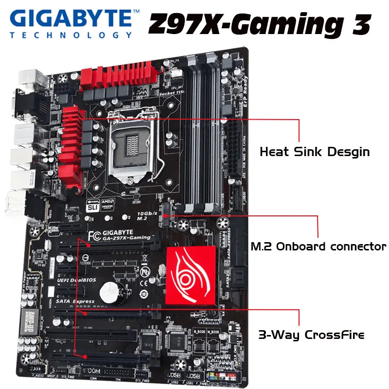 Verkaufen Motherboard Gigabyte Z97X-Gaming 3 LGA 1150 DDR3 PCI-E 3,0 X16 M.2 Chia I7 I5 I3 USB 3,0 Intel Z97 Für Desktop Mainboard Verwendet