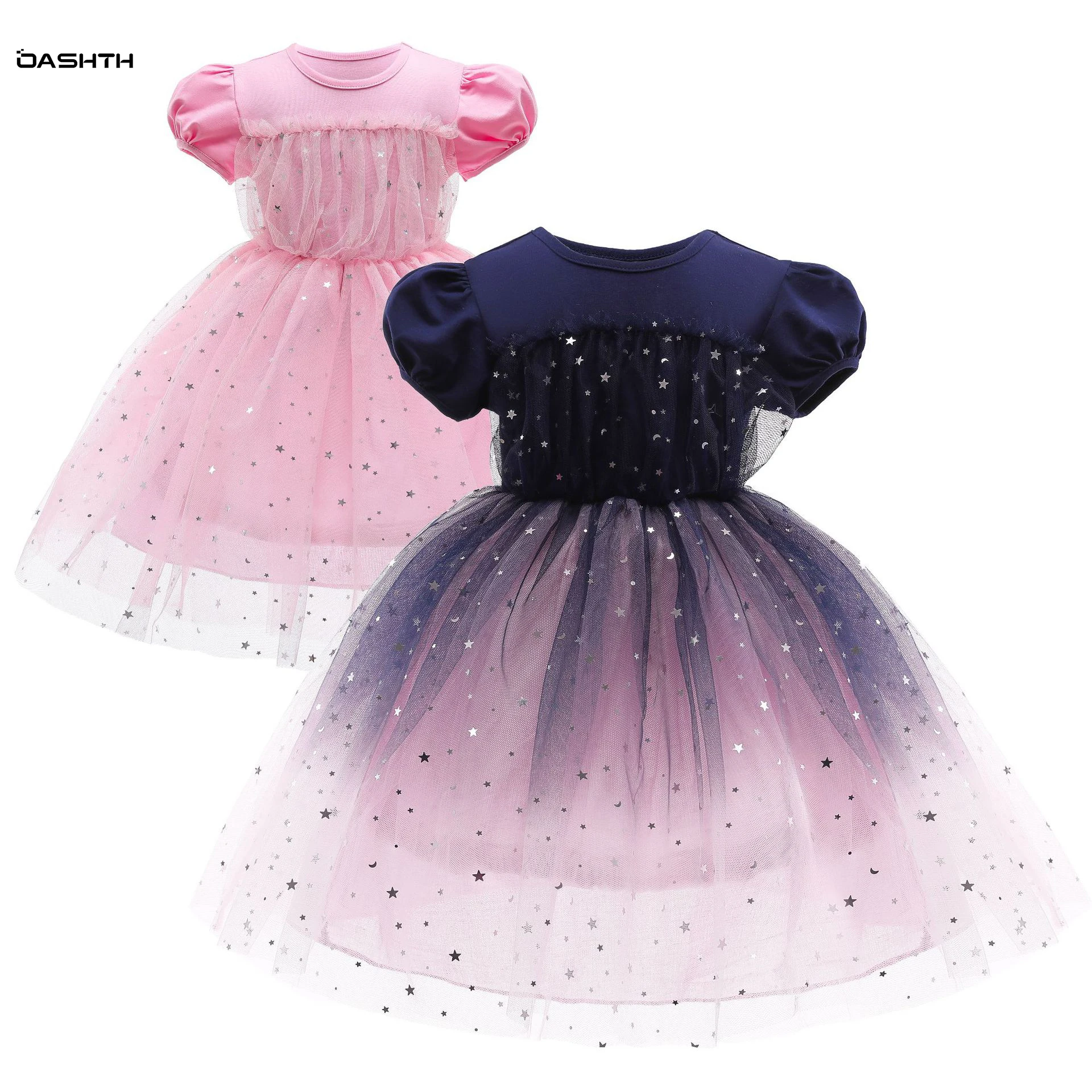 

OASHTH Summer new girl dress Aisha princess dress starry sky puff sleeve puff skirt