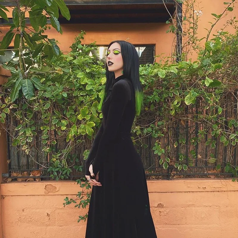 

Steampunk Clothing Women Gothic Punk Women's Clothing Harajuku Design Sense Split Dress Dark High Waist Five Pointed Star Dress