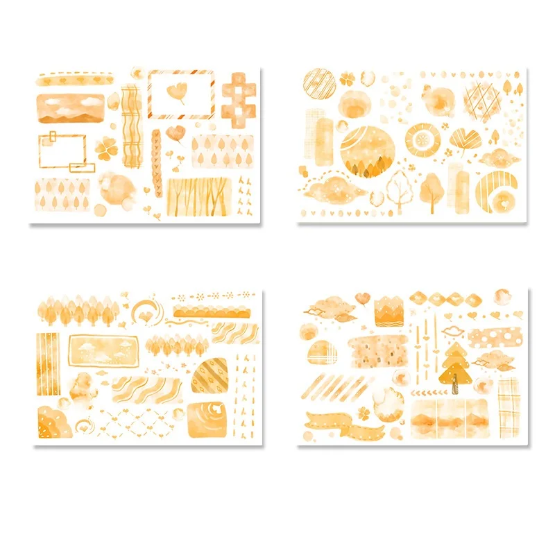Mohamm 8Pcs Dreamland Ink Series Journal Stationery Flakes Scrapbooking DIY Decorative Stickers - Цвет: C