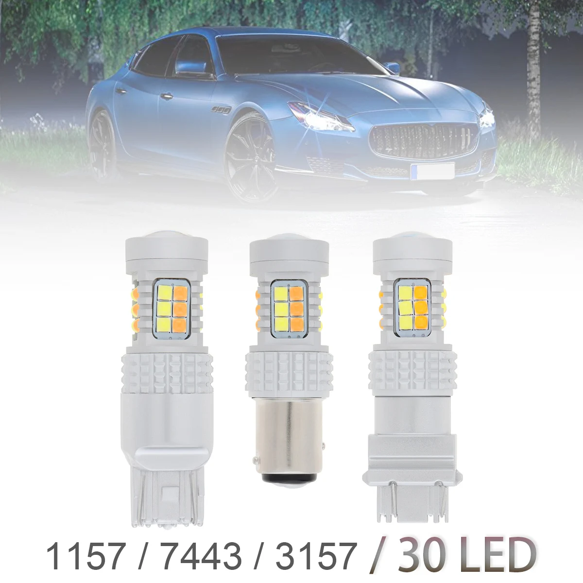 

Super Bright Canbus 1157 3157 7443 White + Yellow Car LED Turn Signal Lamp 20W Power Brake Lamp DRL Daytime Running Lights