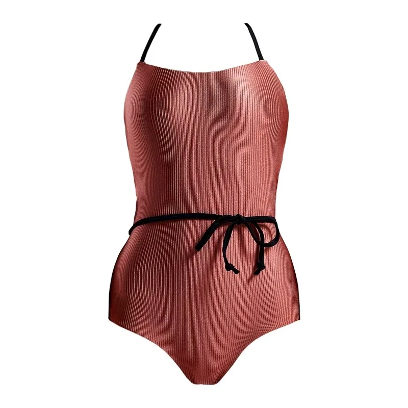 2019 Цельный купальник для женщин сексуальный Монокини карамельный цвет женский