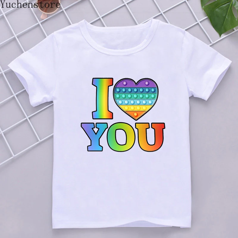 

Love Pop It Children's T-shirt Popular Gadget Top Street Harajuku Short Sleeve T-shirt Family Decompression Game Printed T-shirt