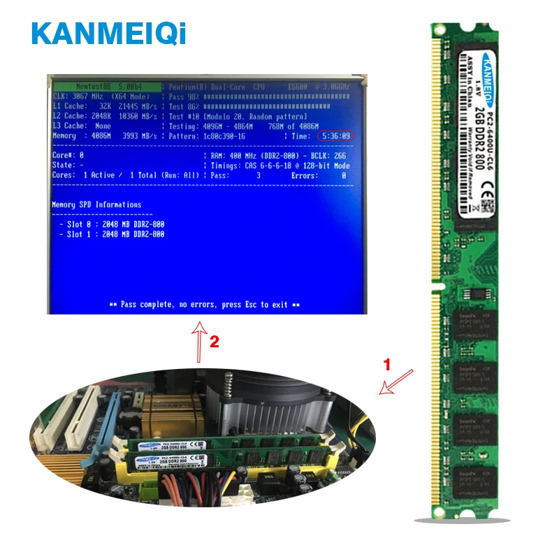 KANMEIQi Ram DDR2 2 ГБ 800 МГц PC2-6400U DIMM 4 Гб(2 ГБ* 2 шт) 667 МГц/5300 память для рабочего стола 240pin 1,8 в