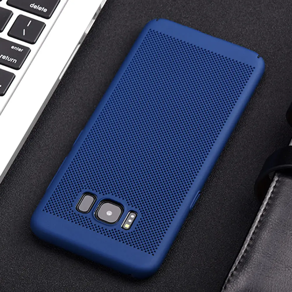 LAPOPNUT Mesh Radiating Ultra Slim PC Hard Back Bumper Phone Case for Samsung Galaxy S9 S8 Plus S7 Edge Breathable Coque Cover |