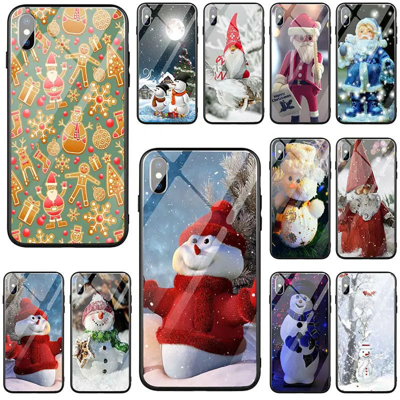 Чехол из закаленного стекла для iPhone 5 с Санта Клаусом рождественской елкой