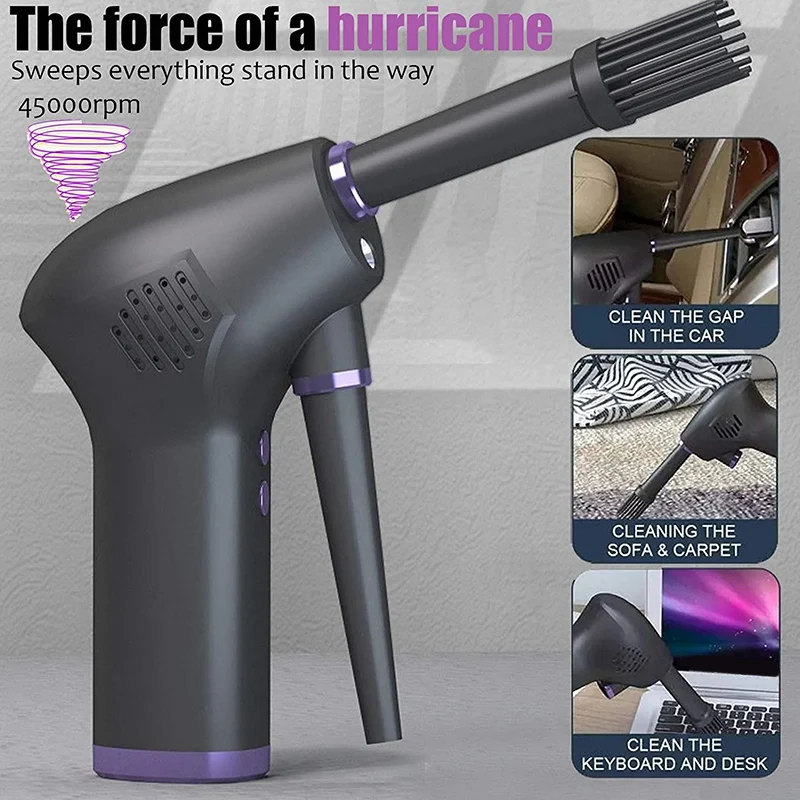 

Compressed Air Duster, 45000 Rpm Rechargeable Cleaning Air Can for Keyboard Computer Utility Room Car Interior