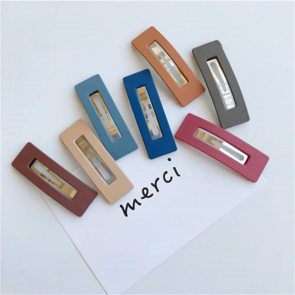 Модные женские яркие квадратные заколки для волос девочек BB металлические