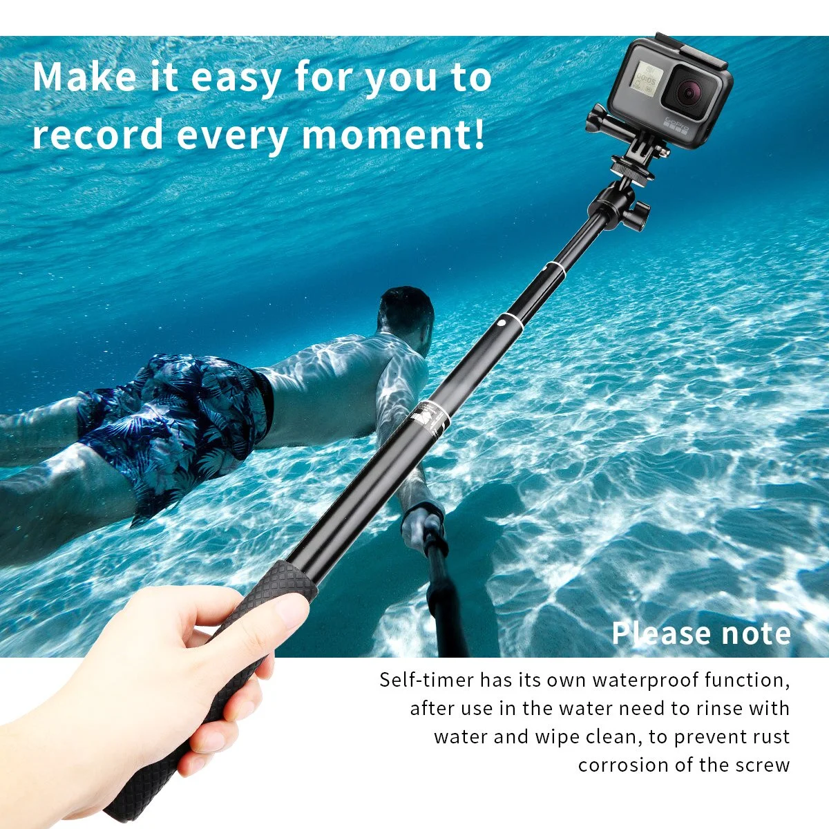 

Waterproof Selfie Stick Telescoping Extendable Monopod Pole Handheld Tripod Mount 6pcs a Set For GoPro Hero 10 9 8 Xiaomi Yi