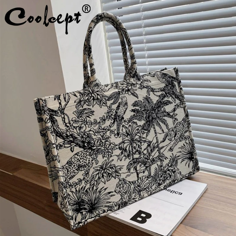 

Coolcept Minority Women Tote Bag Retro Printing Pearl Canvas Women Shoulder Bag Messenger Bag For Women Female Travel Handbag