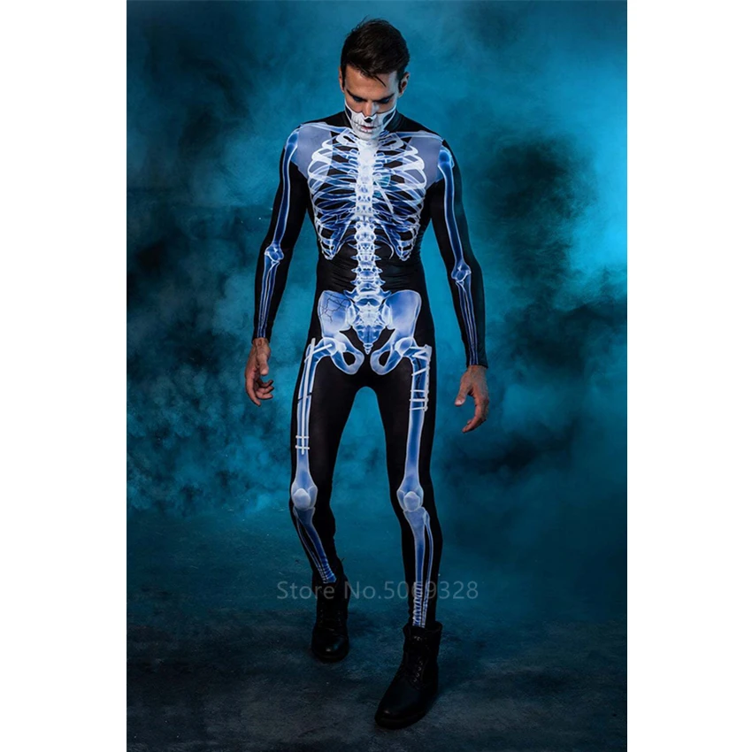 Новинка 2020 страшный костюм на Хэллоуин с черепом для детей скелет взрослых всей