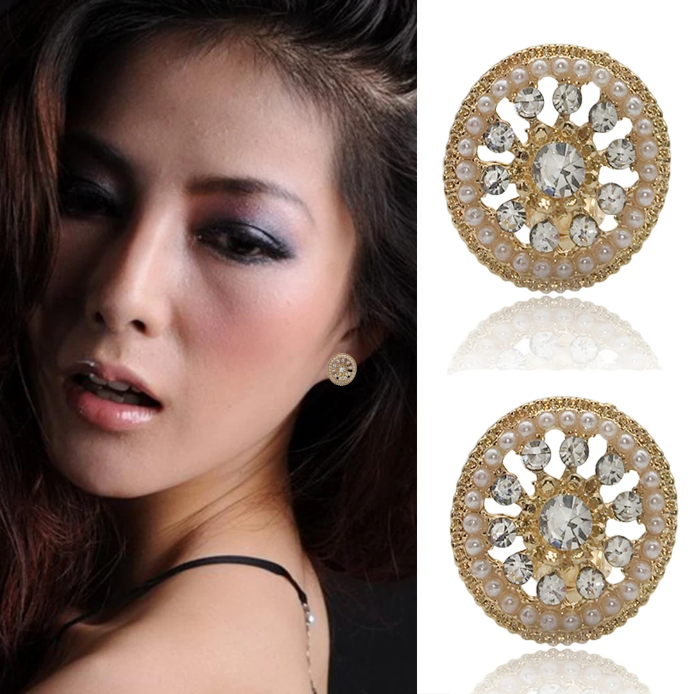 Европейские Простые натуральные полые серьги Стразы модные жемчужные круглые