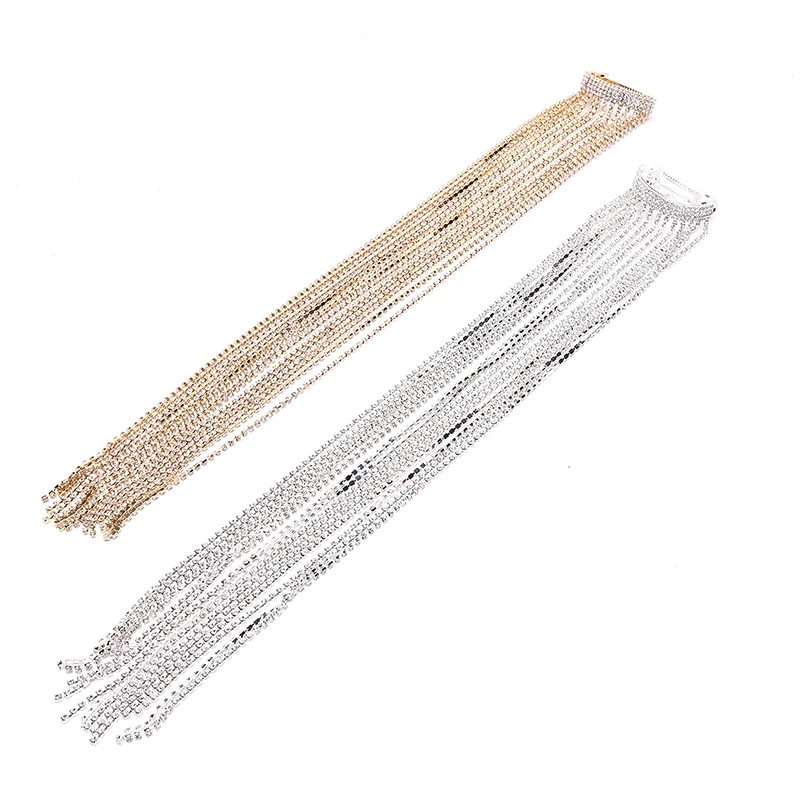 

Bling Rhinestones Long Chain Hairwear Gifts Clip Hairpin For Women Girls Jewelry Gift Clip Hairpin