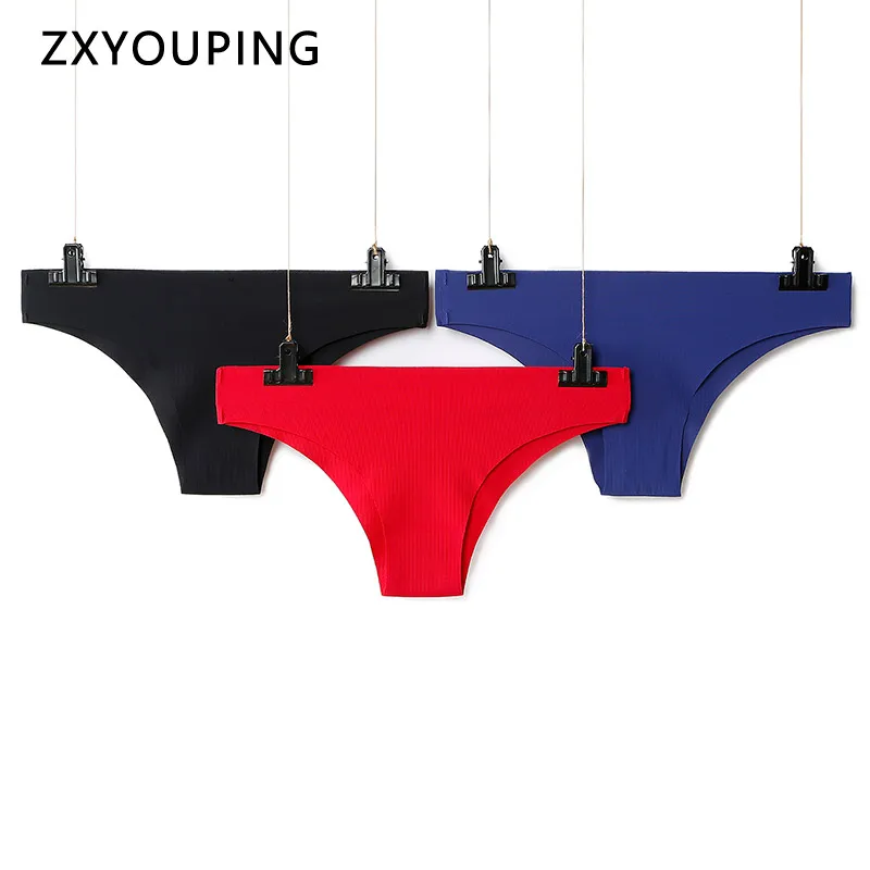 3 шт./лот цельные бесшовные трусы в полоску женские сексуальные с низкой посадкой