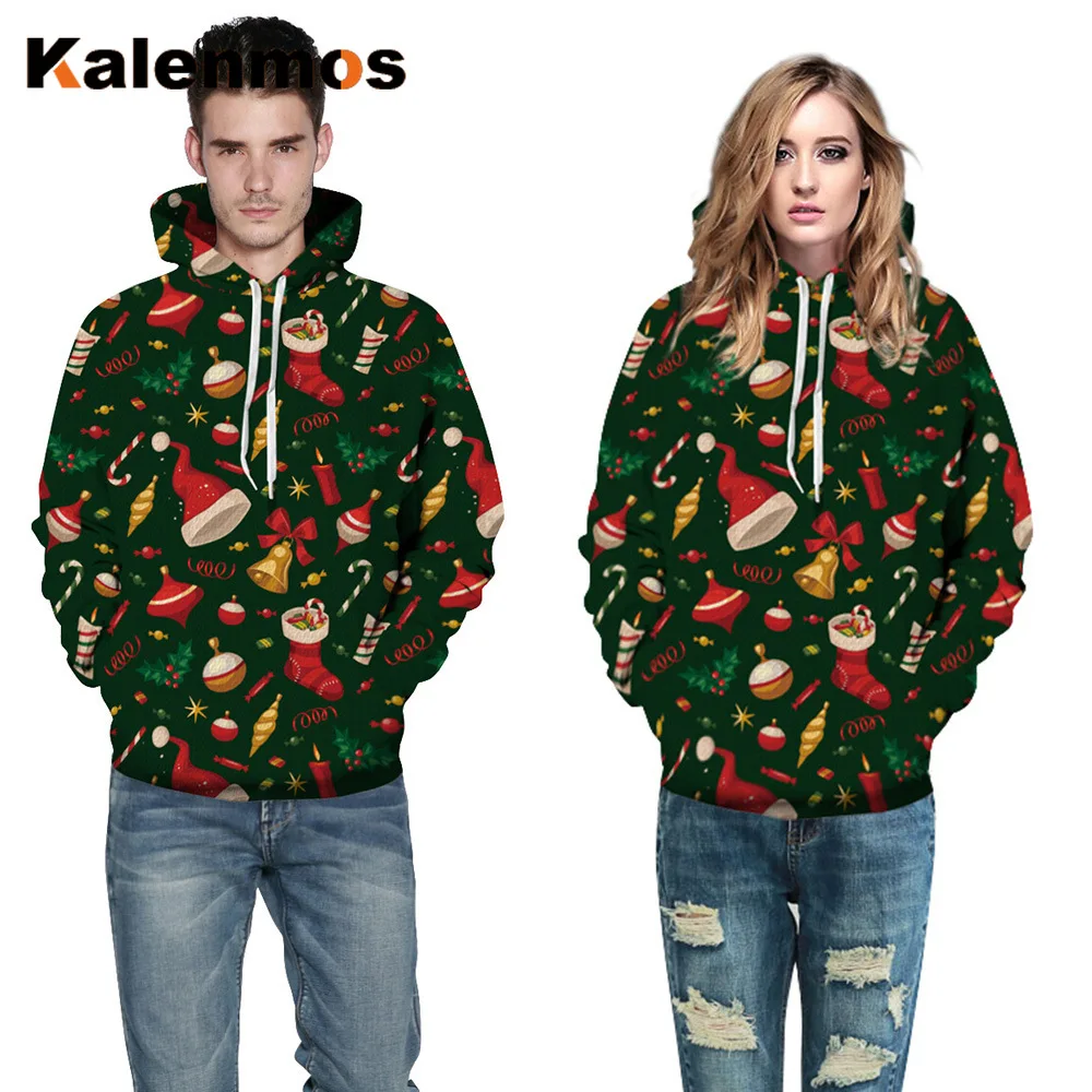 Унисекс пара рождественских толстовок для женщин и мужчин свитшоты принт