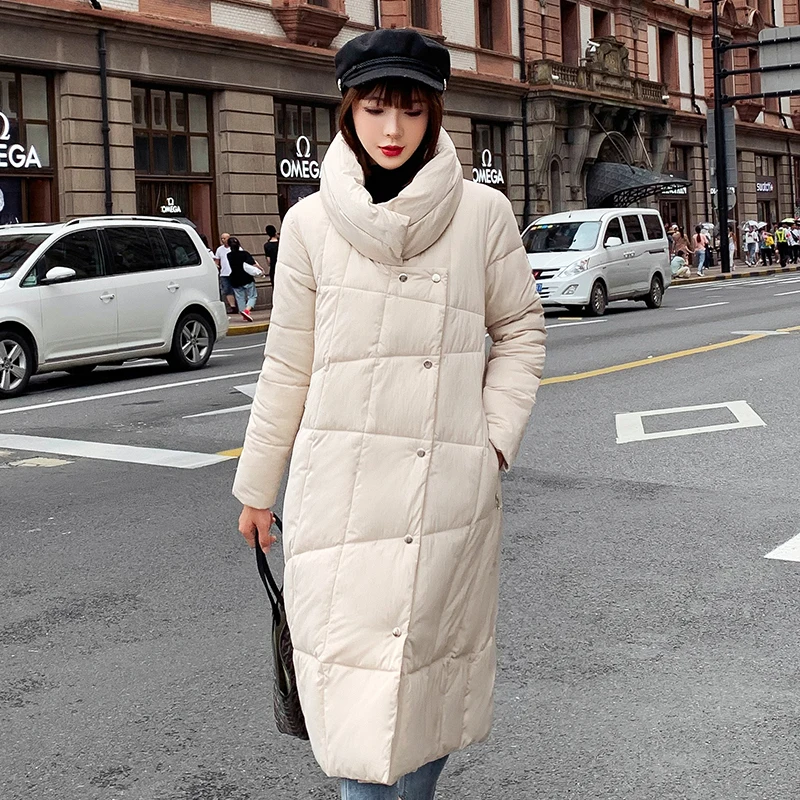 2020 зимняя длинная куртка Женское пальто пуховик с хлопковой подкладкой и