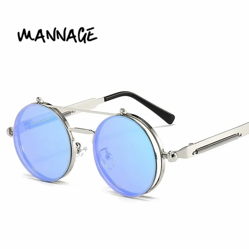 

Солнцезащитные очки в стиле стимпанк для мужчин и женщин, модные круглые солнечные очки в стиле ретро с двойными перемычками, с защитой от у...