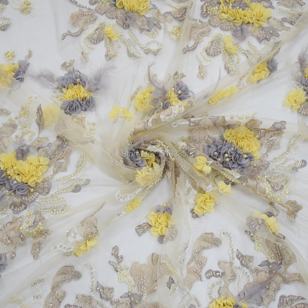 

2019 floral lace 3D nigerian wedding lace fabric HY1055-7