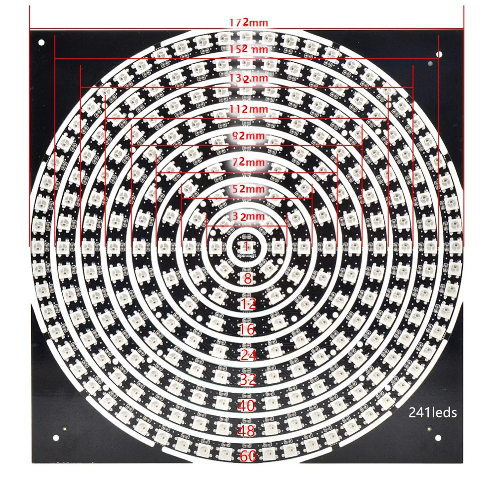 Mokungit WS2812B кольцо 1 8 12 лет 16 24 32 93 241 SK6812 бит 4 Кольцо RGB светодиодный 5050 встроенный dmx