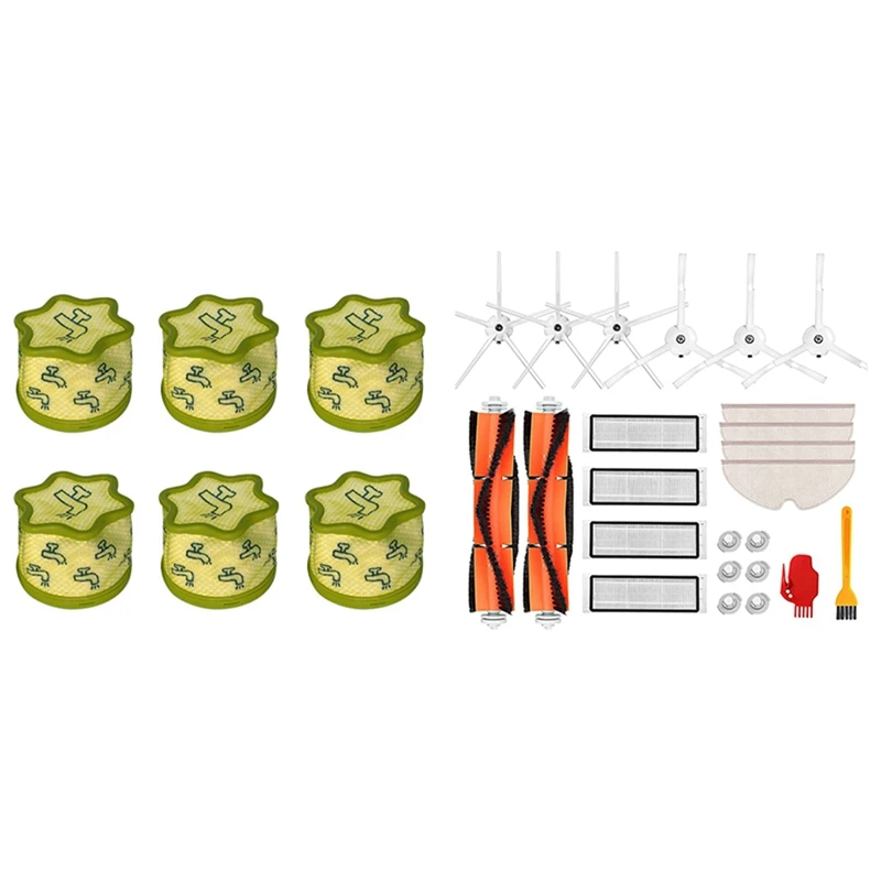 

2 Set Vacuum Cleaner Parts: 1 Set Vacuum Filter & 1 Set Main Brush Side Brush Hepa Filter Mop Cloth Water Tank Filter