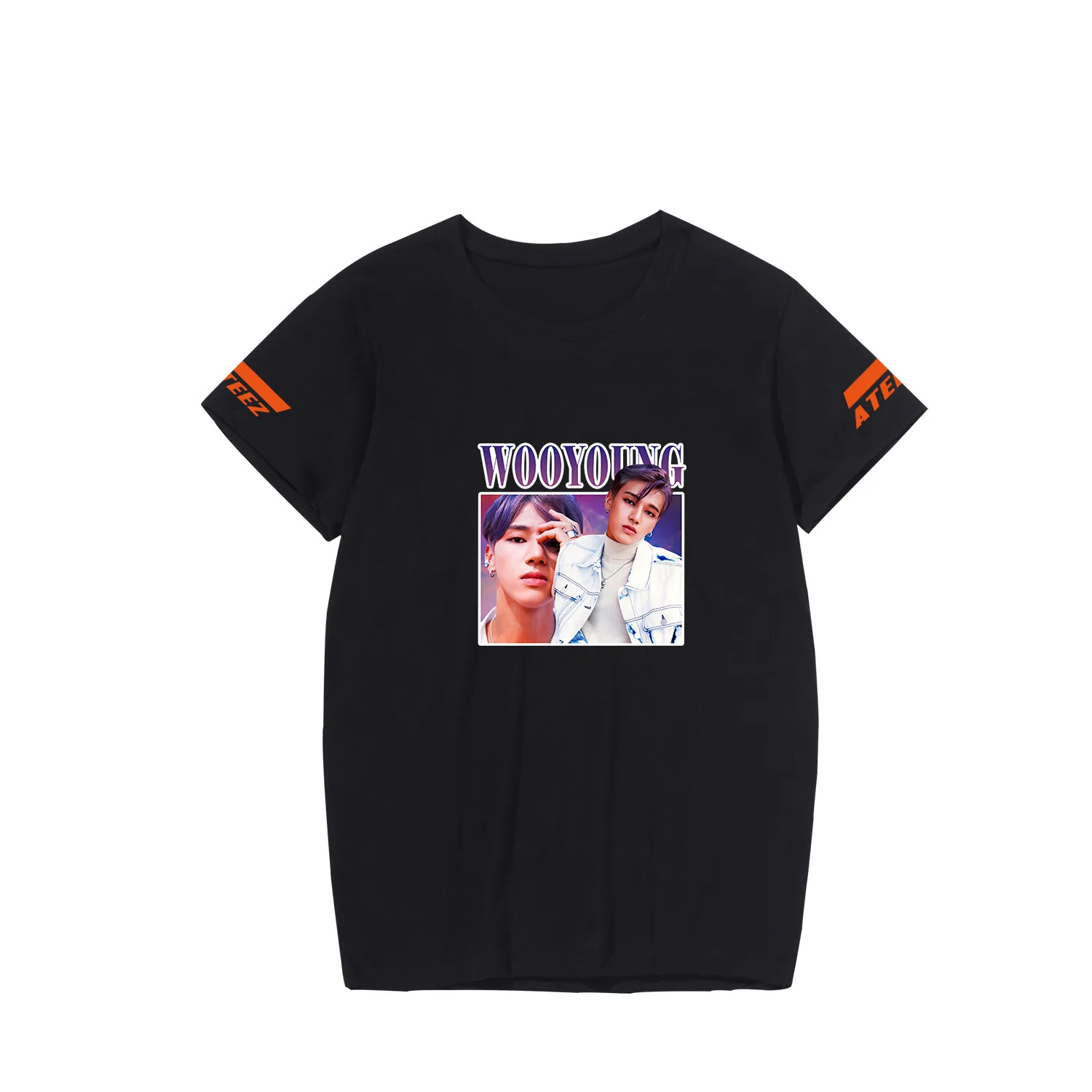 ATEEZ футболка Для женщин футболка Femme одежда товар стиль 4xl одежда короткий рукав Для женщин тройник - Цвет: black-wooyoung
