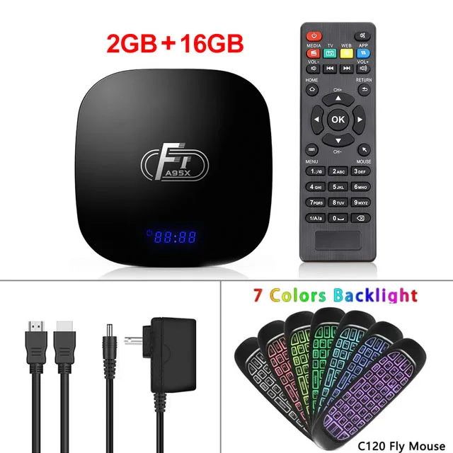 Smart tv Box A95X F1 Amlogic S905W 4K 2GB 16GB 2,4 GHz WiFi медиаплеер H.265 4K Android 8,1 Android tv Box PK h96mini Youtube - Цвет: 2GB 16GB C120B