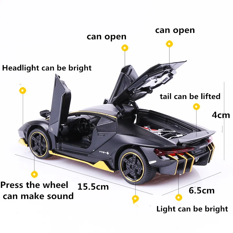 

LP770 740 1:32 Lamborghinis Car Alloy Sports Car Model Diecast Sound Super Racing Lifting Tail Hot Car Wheel For Children Gifts